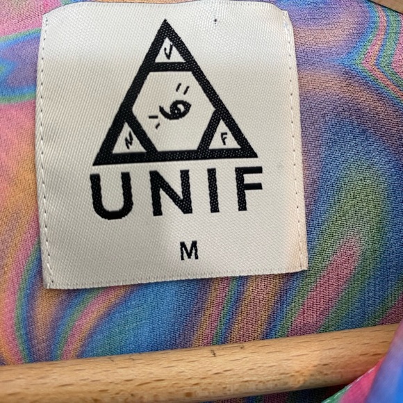 UNIF blouse psychedelic 60s 70s purple sheer button front UK XL - Picture 5 of 7